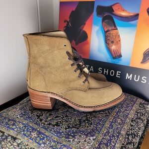 Red Wings Clara Shoes Real Leather Suede Tan Ankle High Heel Boots - Size 7b